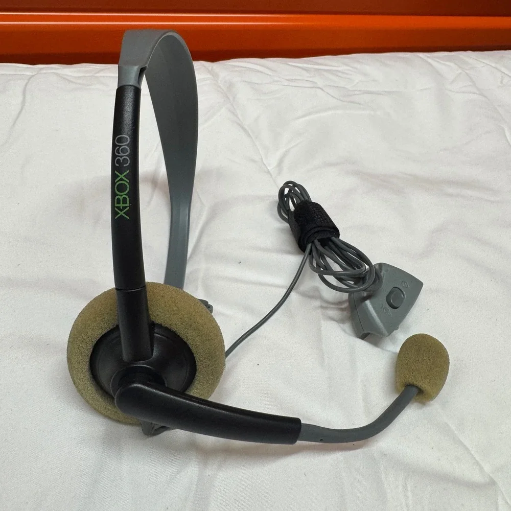 Microsoft Xbox 360 Wired Headset Black Gray OEM Gaming Chat Microphone X800686